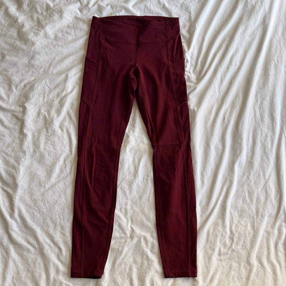 Lululemon Maroon High-Rise Side Pocket Leggings (28” Length)
